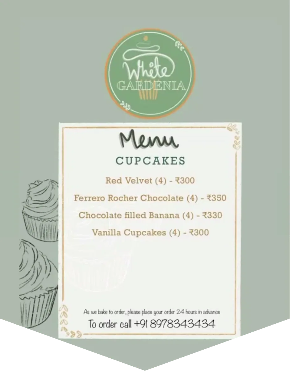 The original White Gardenia cupcake menu card.